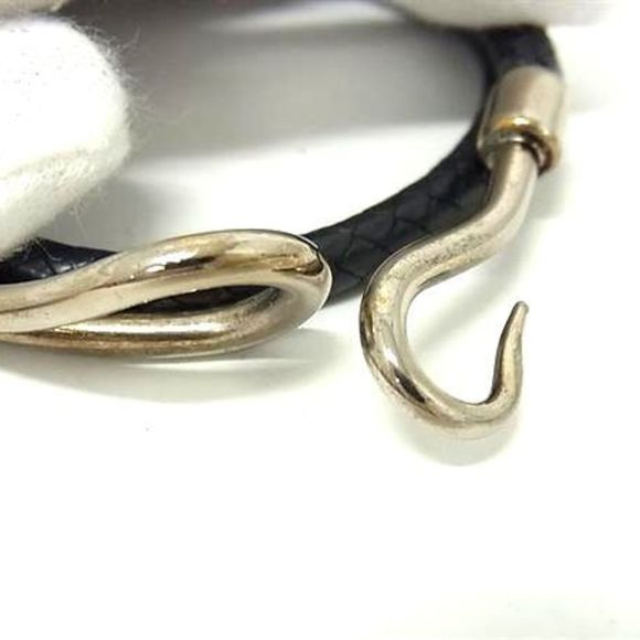 HERMES Jumbo Choker - Black Leather Double Bracelet for Men and Women - Picture 4 of 4
